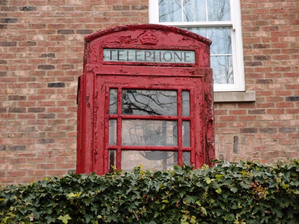 Old red telephone box, gardens of Churchill Hotel, Bootham, 3 April 2016