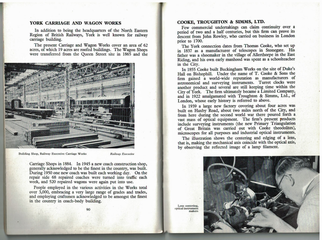 1961 York guide: York Carriage and Wagon Works (aka 'the carriageworks') and Cooke, Troughton and Simms Ltd