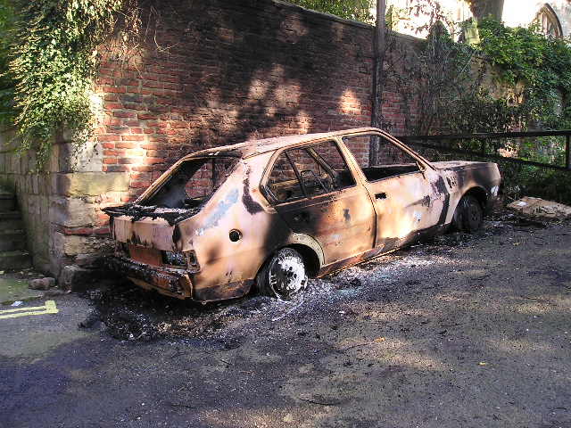 Burnt-out car