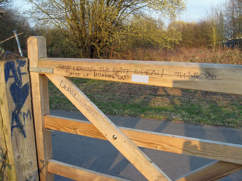Graffiti on a wooden gate