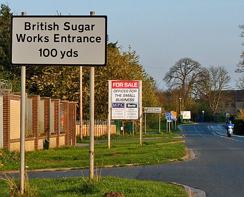 British Sugar site, sign, Millfield Lane, 15 April 2014