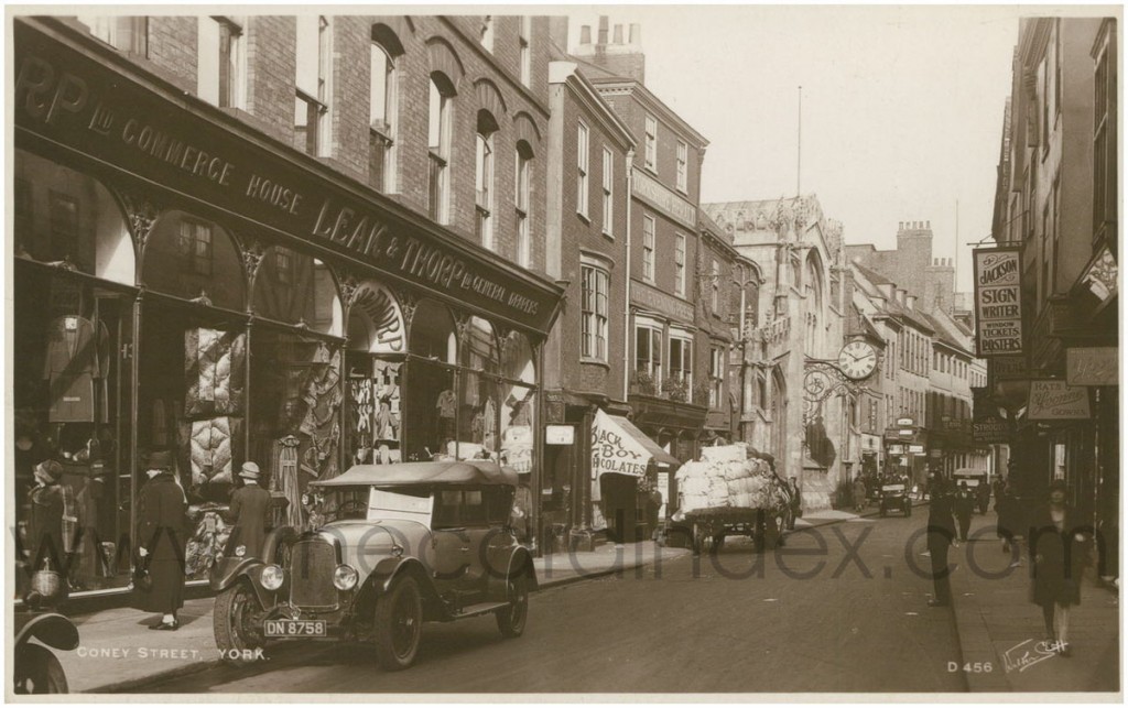 Old black and white photo, street scene
