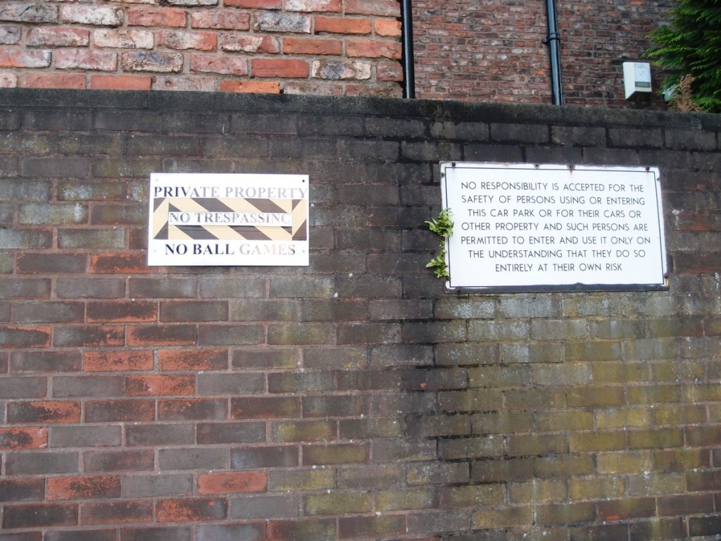 Forbidding signs, office car park
