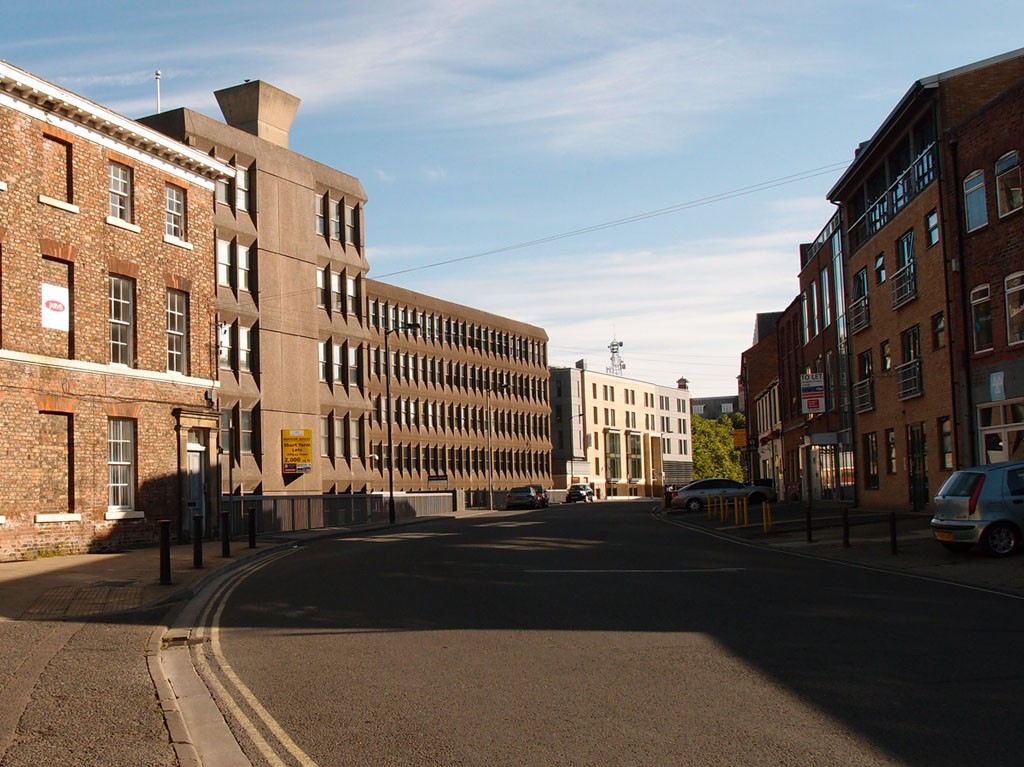 Toft Green, with Hudson House prominent, August 2014