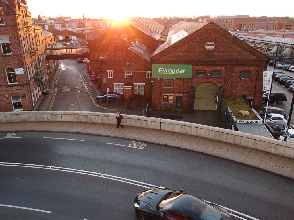 Railway Institute buildings and Queen Street bridge, looking from the city walls, 26 Nov 2018