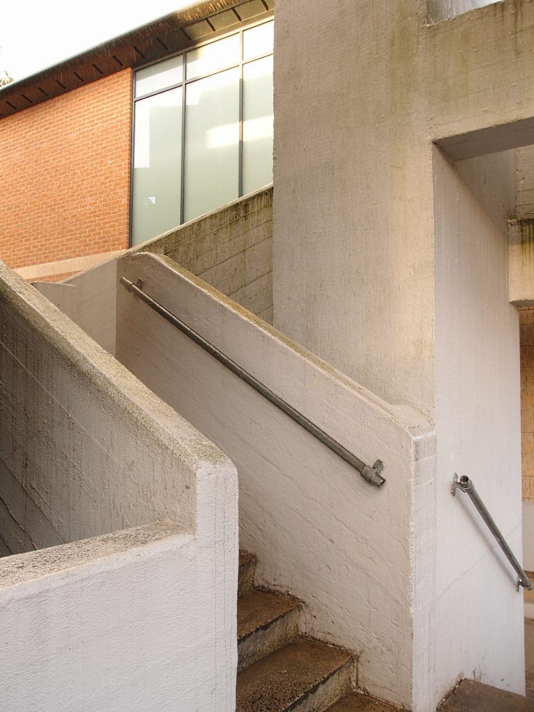 1960s Stonebow House steps with 21st century built office block behind