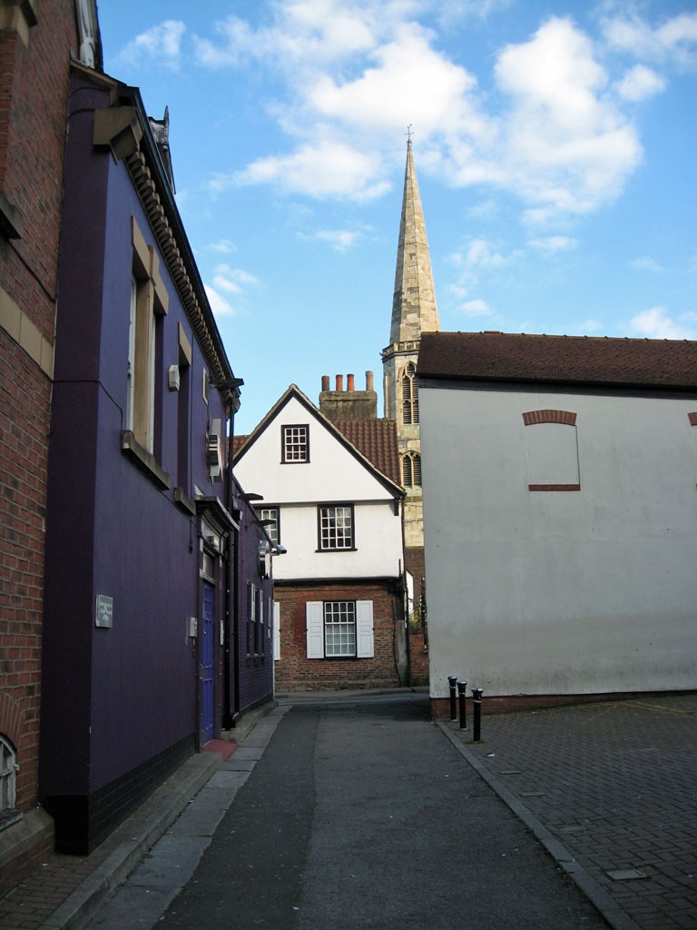 Tanner Row, and All Saints spire, July 2019