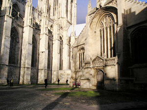 York Minster (left) with St Michael le Belfrey (right), late afternoon, 19 March 2004