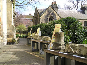 The churchyard of exhibits at the Archaeological Resource Centre (ARC), St Saviour's Church