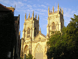 Minster West front, from Duncombe Place, evening, 22 August 2004