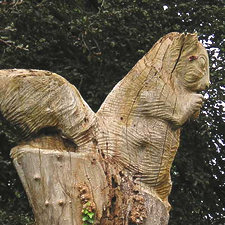 Wooden squirrel, watching over everything in York Cemetery